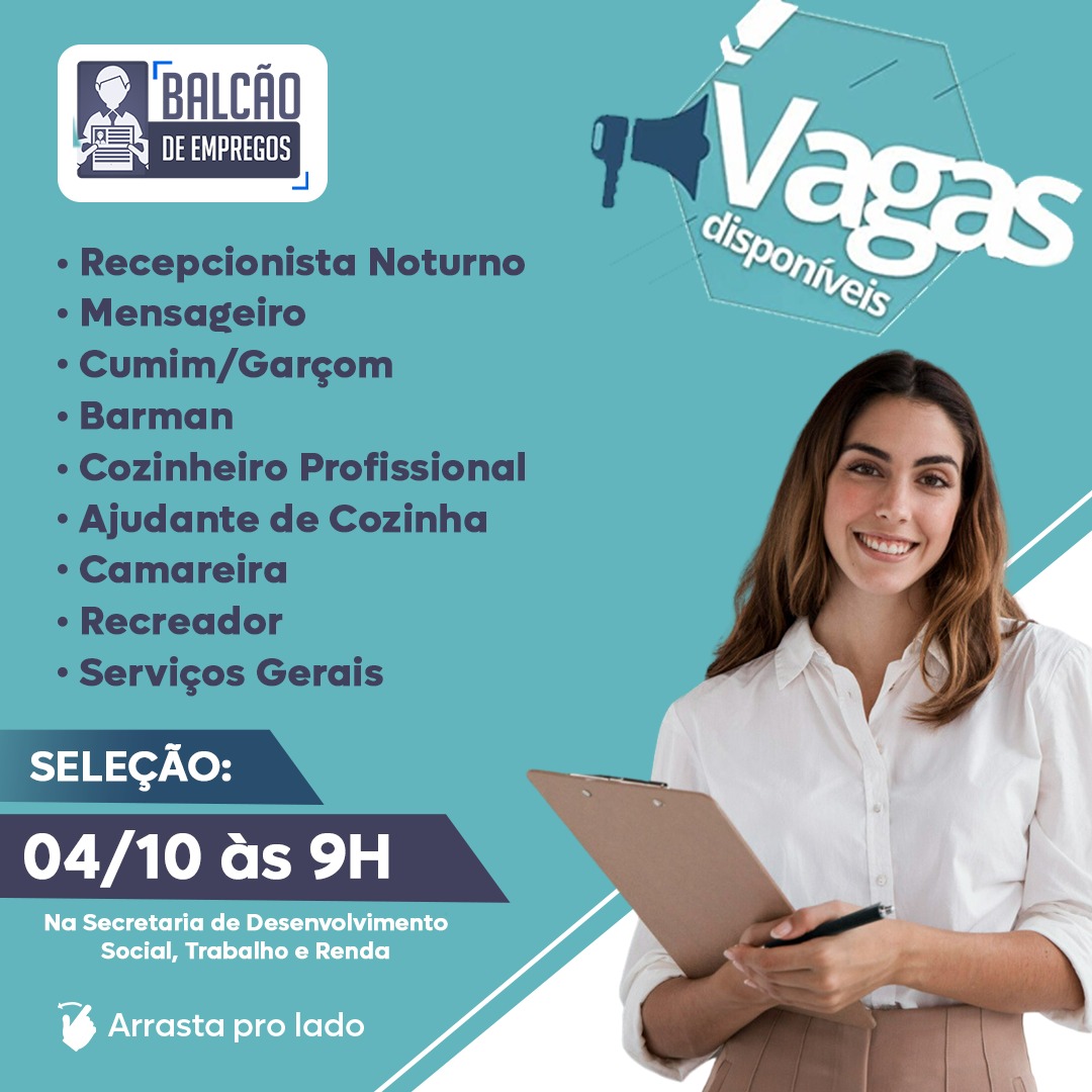 Balcão de Empregos está com vagas disponíveis